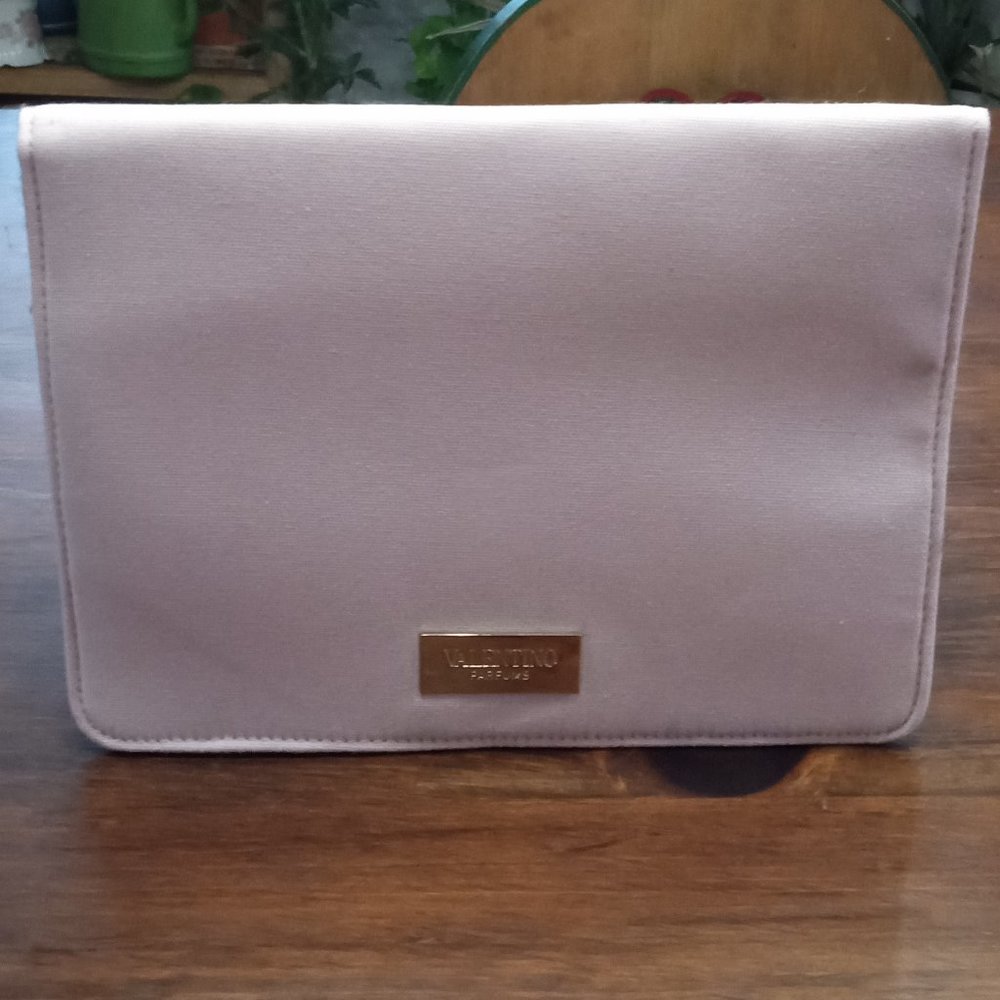Valentino Perfume Pink Canvas Clutch